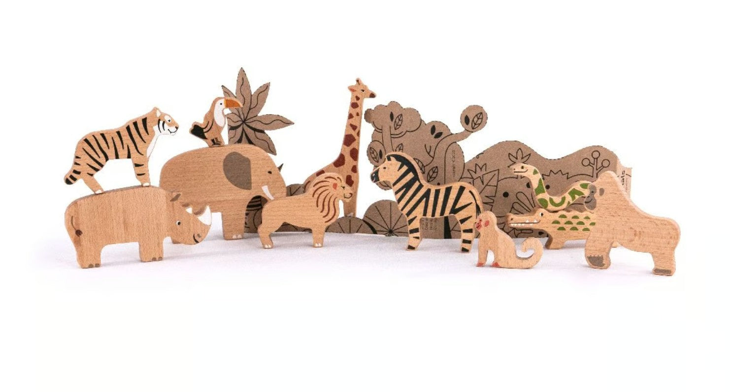 Set d’animaux en bois pour enfant